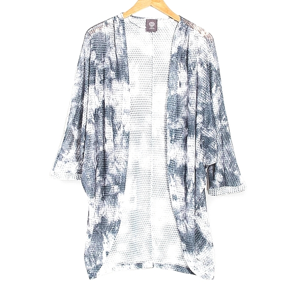 VINCE CAMUTO Neutral Tie-Dye Cuffed 3/4 Sleeve Knit Cocoon Cardigan Wrap Women's - Picture 3 of 9